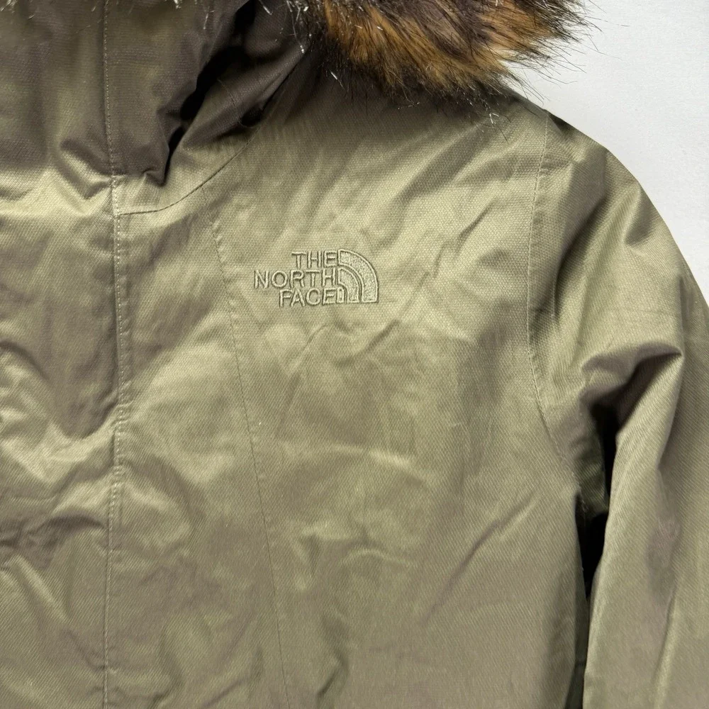 The North Face Parka Jacket Youth Girls Medium Hooded Fur Trim Goose Down Zip
